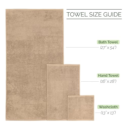 Image of Elegant Comfort Luxury 6-Piece 100% Turkish Cotton Jacquard Braided Textured Premium Hotel Quality Towel Set- Soft and Absorbent, Includes 2 Bath Towels, 2 Hand Towels and 2 Washcloths, Taupe