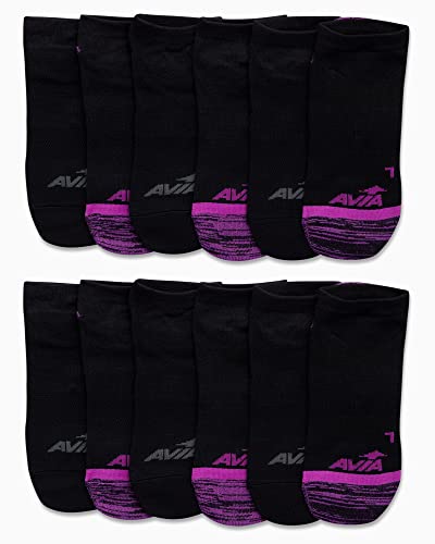 Image of Avia Womens No Show Socks - 12 Pack Soft Stretch Moisture Wicking Athletic Low Cut Socks for Women (Size 4-9, Extended: 9-12)