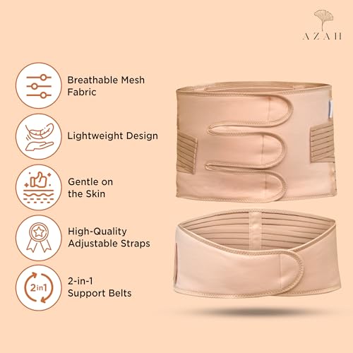 Image of AZAH Postpartum Belt | 2-in-1 Shaping & Support Pregnancy Belts | Post Pregnancy Abdominal Recovery | Waist Trimmer | Tummy Control Shapewear | Slimming Body Shaper After C-Section Normal Delivery