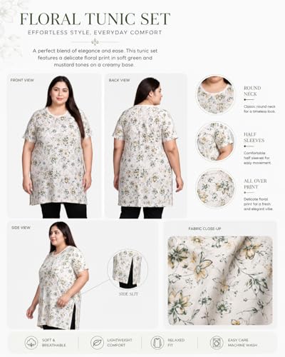 Image of In Love Women's All-Over Printed Cotton Plus Size Longline T-Shirt with Pockets