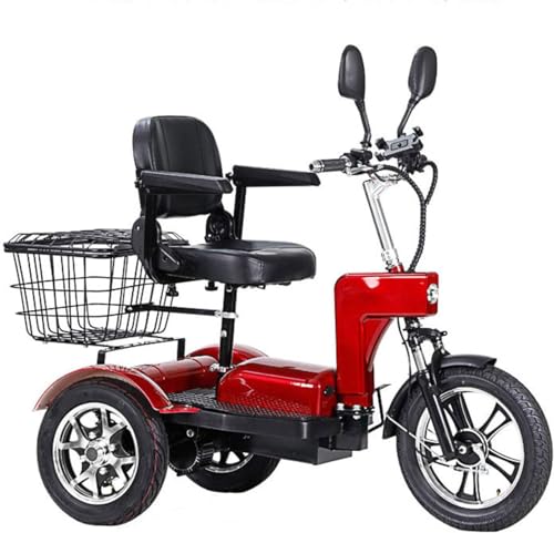 Scooter Eléctrico de Lujo de 3 Ruedas - para Mayores y Adultos Viene con Asiento Reposabrazos Ajustable en Ángulo, Silla de Ruedas Eléctrica Móvil con Soporte para Teléfono Móvil，