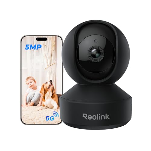 Reolink 3K Überwachungskamera Innen WLAN Schwenkbar, Home und Baby Monitor, Personen-/Haustier-/Baby-Schreierkennung, Auto-Tracking, 2,4/5GHz WiFi IP Kamera Indoor, 5MP IR-Nachtsicht, E1 Pro Schwarz