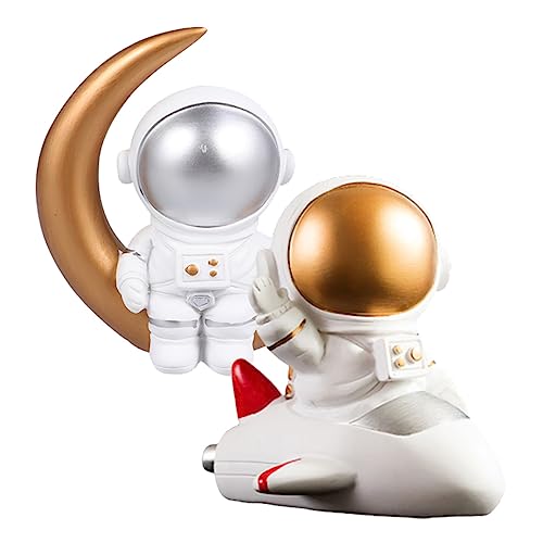 Décoration gâteau astronaute en résine TOYANDONA | Lot de 2 figurines pour anniversaire