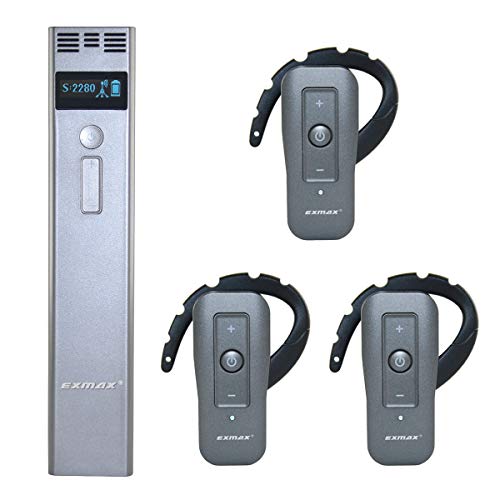 EXMAX EXD-6688 2.4GHz Wireless Church Assisted Listening Whisper Voice Transmission System for Business and Tour Guides to Explain the Convention,Teaching,Training(1 Transmitter & 3 Receivers)
