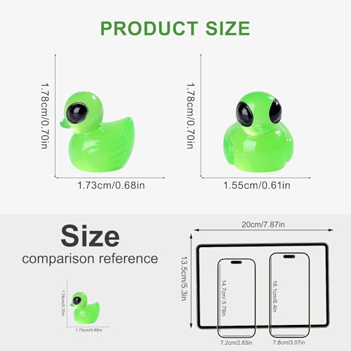 Faunamancy 100 Pcs Mini Resin Alien Duck Figurines - Sci-Fi UFO Collectible Tiny Ducks for Desktop,Dashboard,Party Favors,Stocking Stuffers,Prize Box Gift Set (Luminous, 100)