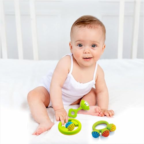 Image of Storio ABS Baby Toys Rattles and Teethers Set for New Born Babies Toddler Infants & Children 5 Pcs-Non Toxic,Multicolor (Pack of 2)