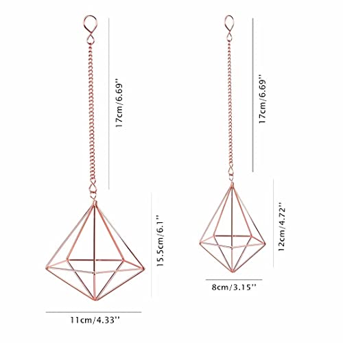 Libproqia Hanging Air Plants Holders Geometric Airplant Hangers Rose Gold Tillandsia Holder Metal Pink Himmeli Metal Airfens Planter For Home Décor 4Pcs #TOP2