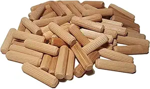 WoodCrafts 100 pcs Wood Stick Wood Dowel pin Made of Hardwood High Strength Modular Furniture Connector Fastener Grooved Fluted Dowel (8 x 40-100 PC)