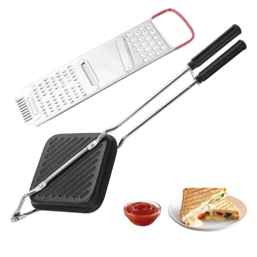 Non-Stick Toaster with Vegetable Chipser | 2-in-1 Cutting & Toasting Combo | Gas Stove Compatible | Easy to Use & Durable Kitchen Tool Set-image-44