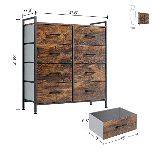 Linsy Home Dresser With 8 Drawers, Wood Top Dresser For Bedroom, Large Capacity Dressers Organizer Chest Of Drawers For Hallway, Nursery #TOP5