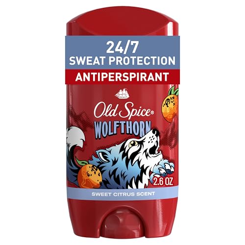 old spice aluminum free deodorant for men, 24/7 odor protection, 24/7 freshness & lasting scent, goes on clear, wolfthorn with sweet citrus scent, 2.6 oz