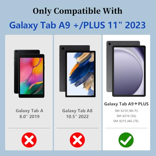 HOGENL Cover for Samsung Galaxy Tab A9+ Plus 11 inch Case for Kids Girl, Galaxy Tab A9+ 2023 Released with Butterfly Stand Shoulder Strap Shockproof Full Body Protective, Pink