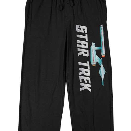 Bioworld Star Trek Logo and Ship Men's Black Sleep Pants2