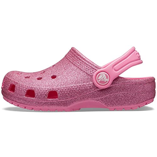 Image of Crocs Unisex-Child Classic Glitter Clogs | Sparkly Shoes for Kids, Pink Lemonade, 13 Little Kid