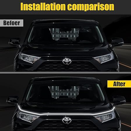 Image of UBH Car Hood LED Strip Lights - 71 inch Flexible Waterproof DRL Light Strip for Hood /Headlight, Daytime Running Light with Sequential, 12V Universal Fit for Cars, SUVs, Trucks