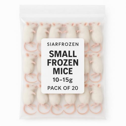 SiarFrozen™ Small Frozen Mice 10–15g – Pack of 20 | Premium Whole Prey for Snakes, Reptiles & Birds of Prey | Clean, High-Protein Feeder Mice