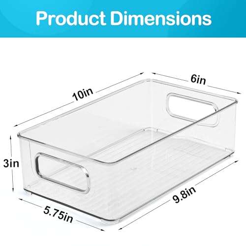 LotFancy-Refrigerator-Organizer-Bins-4-Pack10x6x3-in-BPA-Free-Clear-Plastic-Storage-Bins-for-Pantry-Organization-Stackable-Containers-with-Handles-for-Fridge-Kitchen-Drawer-Freezer-Cabinet
