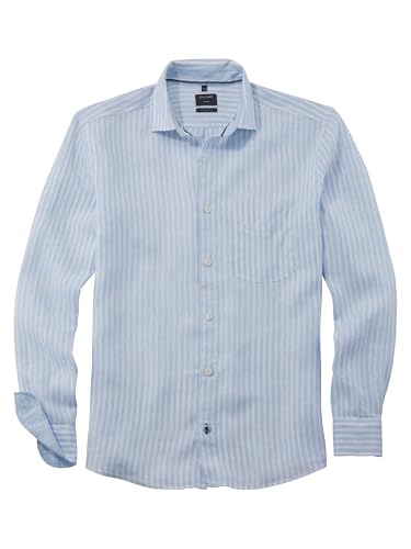 OLYMP Herren Oberhemd Langarm Casual,Streifen,059 Casual 22,01 Kent-Kragen,hellblau 10,L