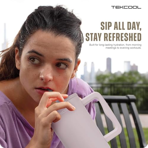 Image of Tumbler with lid and Straw 1200ML Cup Stainless Steel Hot and Cold with Handle and Lid 2 Straw Vacuum Insulated Tumbler for Water, Iced Tea or Coffee Office Gym Travelling