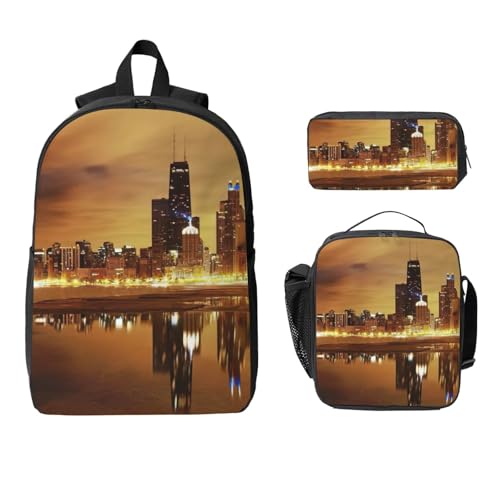 Sac à dos imprimé Chicago ensemble 3 en 1 avec trousse et sac repas taille unique - 2