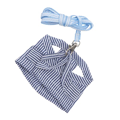 Mipcase Rabbit Harness and Leash Set Cotton Stripe Small Pet Accessory Size l 24-27cm Chest Comfortable for Outdoor Walks