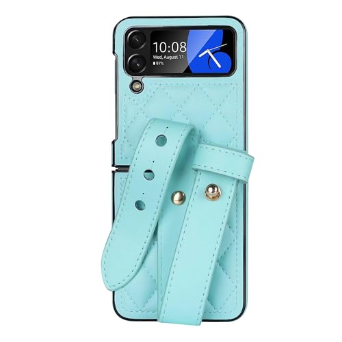 Coque Samsung Z Flip 4 avec bracelet réglable antichoc en cuir chic
