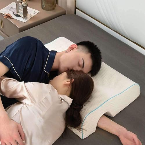 Almohada de espuma viscoelástica para parejas, diseño ergonómico con agujero para el brazo para soporte de cuello y hombro, ideal para personas que duermen de lado