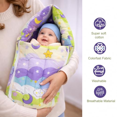 Image of Infantbond Baby All Season Use Hospital Essential Combo | Gift Pack | Baby Products | Maternity Essentials | Bedding Set (60 Items)(0-6 Months) (New Star Purpal 59)(Colours May Vary)