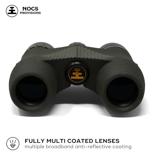 Image of Nocs Provisions Standard Issue 8x25 Waterproof Binoculars, 8X Magnification, Bak4 Prism, Wide View Multi-Coated Lenses for Bird Watching, Hiking & Backpacking - Charcoal Black