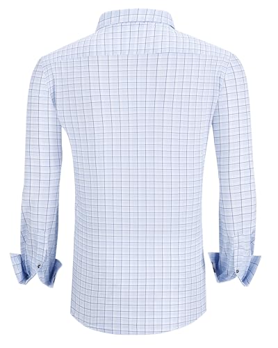 Alex Vando Mens Button Down Shirts Wrinkle Free 4-Way Stretch Print Business Casual Shirt