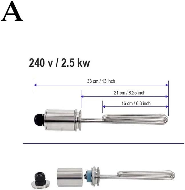 G2.0 1.5"TC(50.5mmOD) 240V ULWD Straight Ripple Heating Element Stainless Steel 304 DIY Homebrew Electric Brewery(2500W)