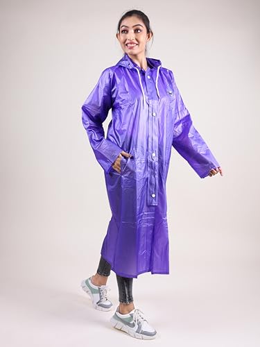 Image of Rupa Rainsuit Women Waterproof PVC Raincoat with Hood & Carry Bag | Lightweight Rainwear for Women with Front Zip | Solid Color | Standard Length | Pack of 1