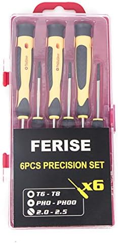 Precision Screwdriver Set 6 Piece Tool Kit Soft Grip Handles Magnetic Tips CRV Precision Instrument Repair by Ferise