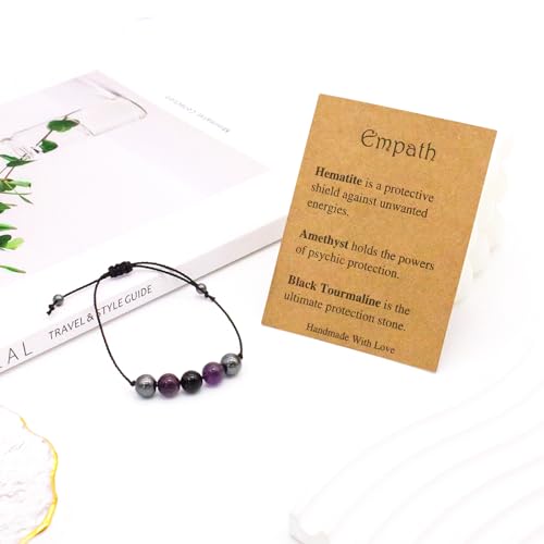 Yfstyle Crystal Healing Stones Bracelets Healing Spiritual Crystal Bracelets For Women Men Amethyst Anxiety Bracelets Empath Protection Bracelet Natural Gemstones Bracelets Jewelry Gifts-Empathy thumb #2