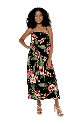 Image of Family Matching Hawaiian Clothes, Black Rafelsia | Lightweight 100% rayon • Family matching outfits • Beach vacations • Luaus • Cruises • Family photos