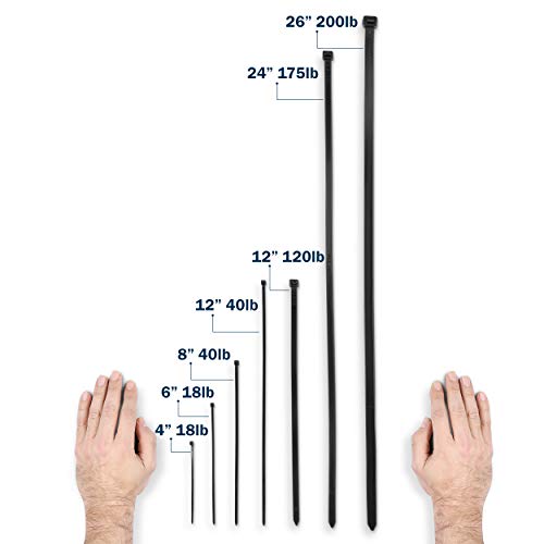 6" Black Zip Cable Ties (1000 Pack), 18Lbs Tensile Strength - Heavy Duty, Self-Locking Premium Nylon Cable Wire Ties For Indoor And Outdoor By Bolt Dropper (6 Inches) #TOP6