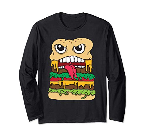 Hamburguesa Hamburguesa con queso Camiseta de comida rápida Manga Larga
