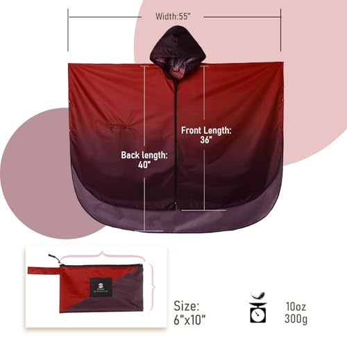 Image of SaphiRose Adult Rain Poncho Waterproof Hooded Zipper Raincoat with Pockets | OEKO-TEX Certified 100% Polyester, Lightweight Packable Storage Pouch, Heat-Sealed Seams, Quick-Dry for Outdoor Hiking