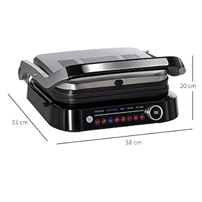 HOMCOM Elektrogrill Kontaktgrill 95° aufklappbar Optigrill Intelligente Zeitkontrolle Multi-Funktionen 2100 W Tischgrill… – Bild 4