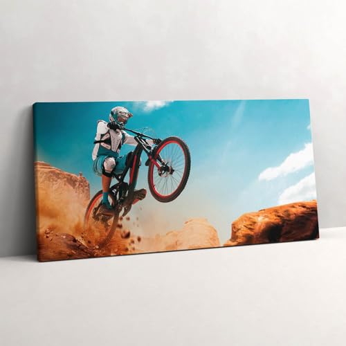 Tableau photo sur toile 120x60cm moto désert Wallfluent