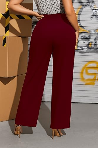 Image of Lycra Trouser for Women - Straight Fit Ankle Length Formal Pant for Office & Casual Wear, Classy Solid Pattern & Plain Design, Comfortable & Stretchable (in, Numeric, 34, Maroon)