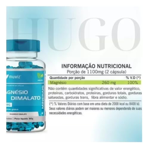Magnésio Dimalato 500mg 60 Cápsulas Suplemento Mineral Muwiz