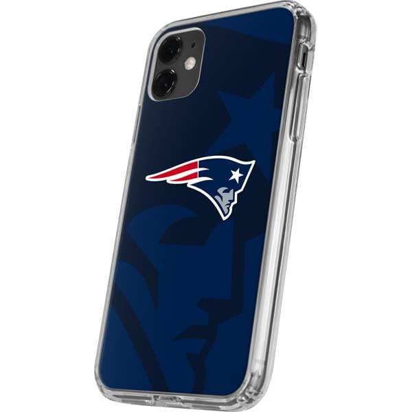 Skinit Clear Phone Case Compatible with iPhone 11 - Officially Licensed NFL New England Patriots Double Vision Design