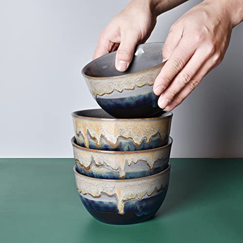 Bosmarlin Stoneware Cereal Bowls Set Of 4, 26 Oz, Soup Bowls For Oatmeal, Salad, Dishwasher And Microwave Safe, Reactive Glaze (26 Oz, Grey) #TOP5
