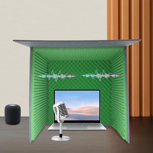 Panel Acústico Plegable y Portátil para Micrófono, Cubo de Aislamiento de Sonido Cuadrado para Estudio en Casa y Grabación Musical, Verde, 23.6 pulgadas miniatura 4