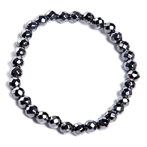 AIMANTIX - Bracelet Hématite Magnétique Homme et Femme Petites Billes - Bracelet Aimant à Facettes - Apporte de l'Energie et de l'apaisement - Allie Les Qualités des Minéraux et des Aimants