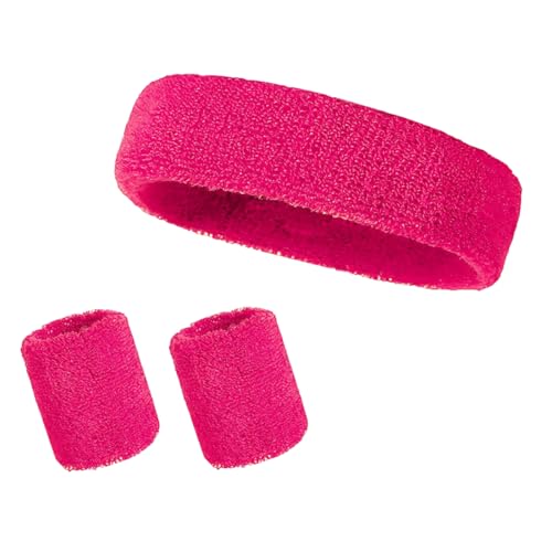 YIPFEN Conjunto de 3 peças - bandas de suor, com fita para a testa e 2 pulseiras, acessórios desportivos e fitness para disfarce de anos 80, mulher e homem