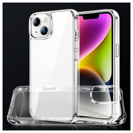 Case for iPhone 14 Plus 6.7-Inch, Non-Yellowing Shockproof Phone Bumper Cover, Anti-Scratch Clear Back (Clear)