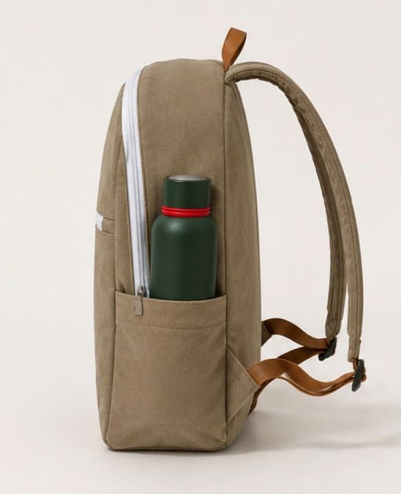 Image of Canvas Backpack | Lightweight Casual Daypack with Front Zipper Pocket | Durable Travel, & Daily Use Backpack | Unisex Travel Backpack | Laptop Backpack Compatible with upto 14 inch Laptop