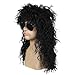 WildCos 80s Halloween Costumes Punk Rocker Wig mullet wig Long Black Curly hair Cosplay Wig for Men